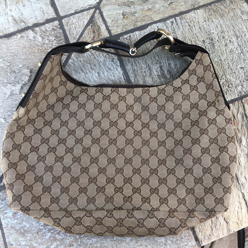 Gucci Monogram Horsebit Hobo Bag 115867
